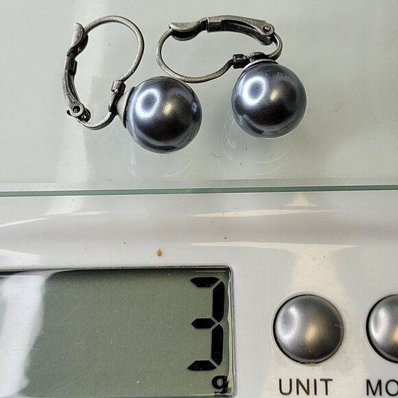 Faux Blue Pearl Earrings - Picture 4 of 6